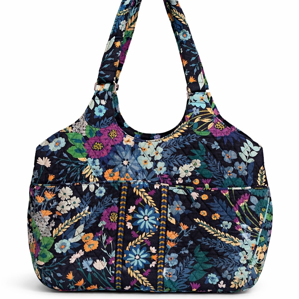 Vera Bradley Quilted Floral Tote Bag | Blue Multi Print Shoulder Handbag